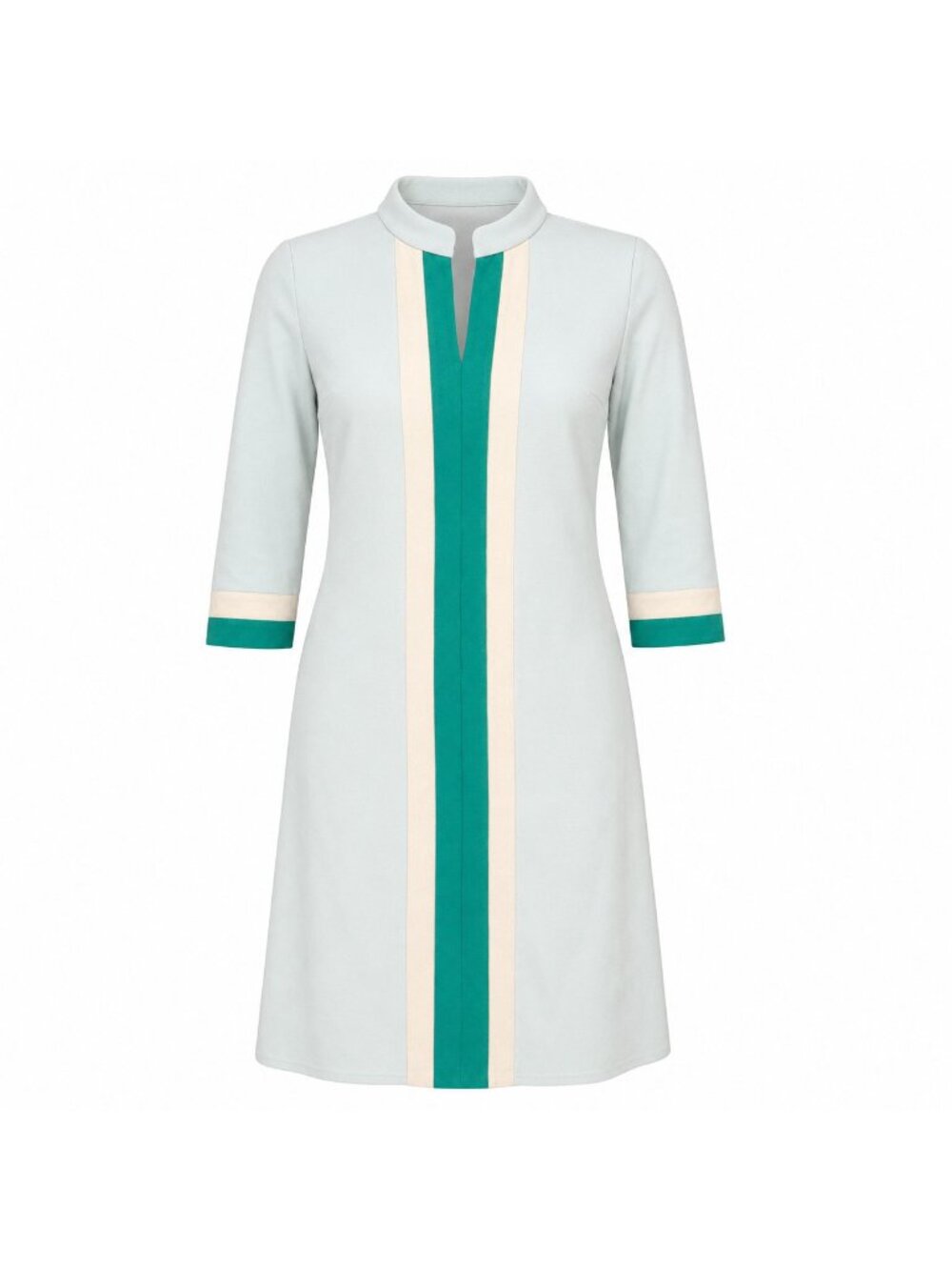 Nichelle A503 Women's Medium Mint Mod Colorblock Shift Dress 3/4 Sleeve Retro - Picture 2 of 10